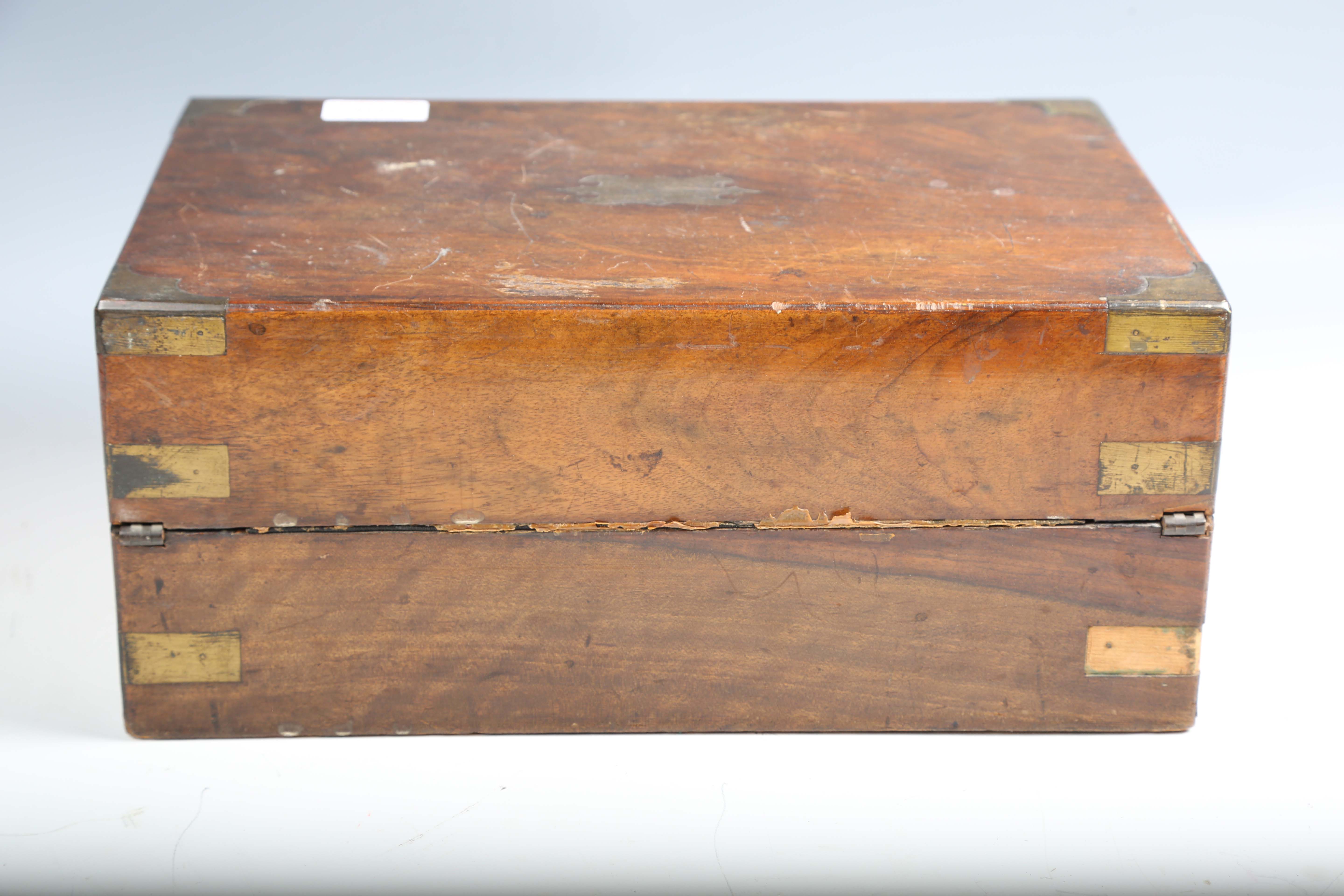 A Victorian walnut writing slope with brass mounts, width 35cm.Buyer’s Premium 29.4% (including - Image 2 of 12