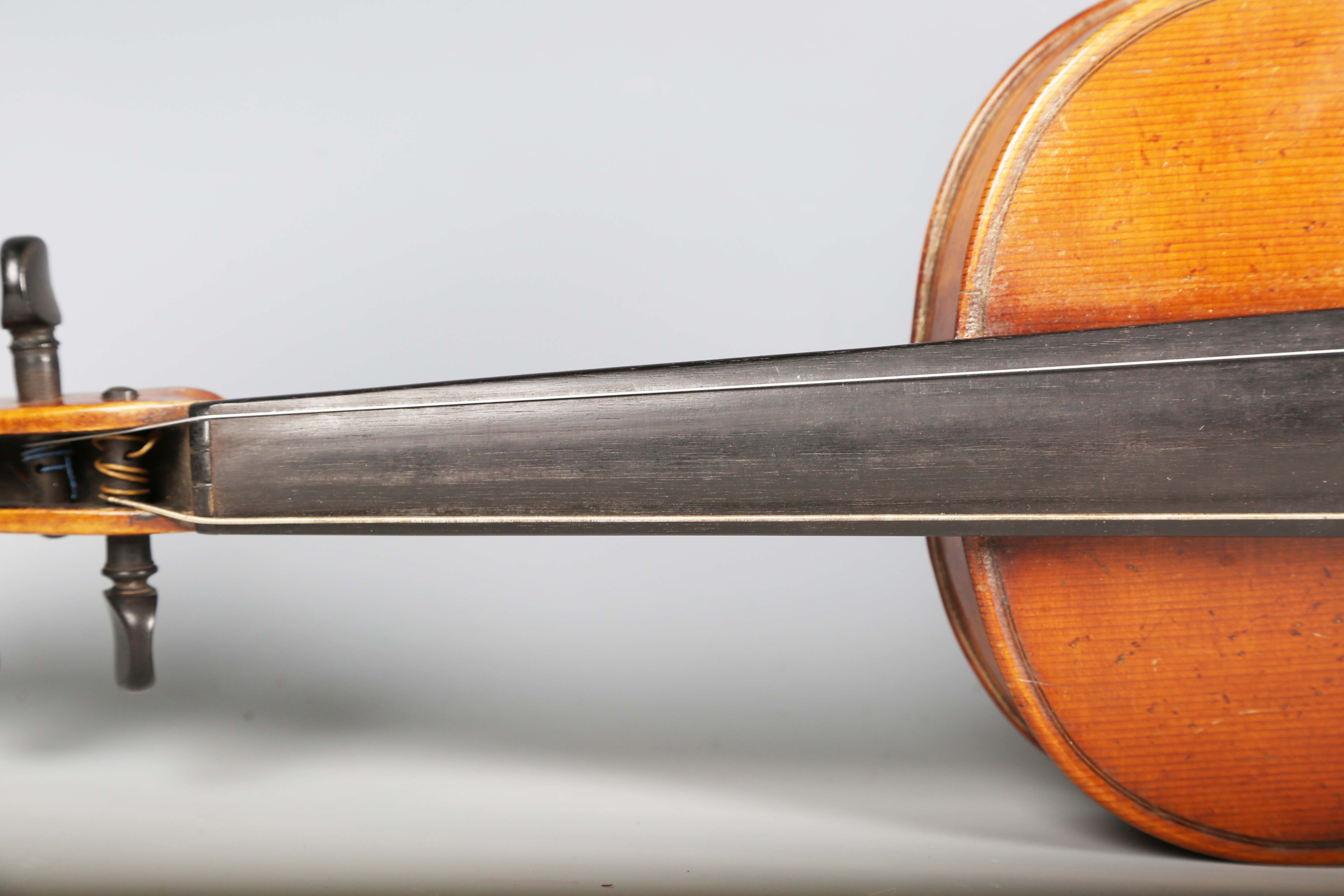 A violin with striped two-piece back, bearing interior label detailed 'Antonius Stradivarius...', - Image 23 of 24