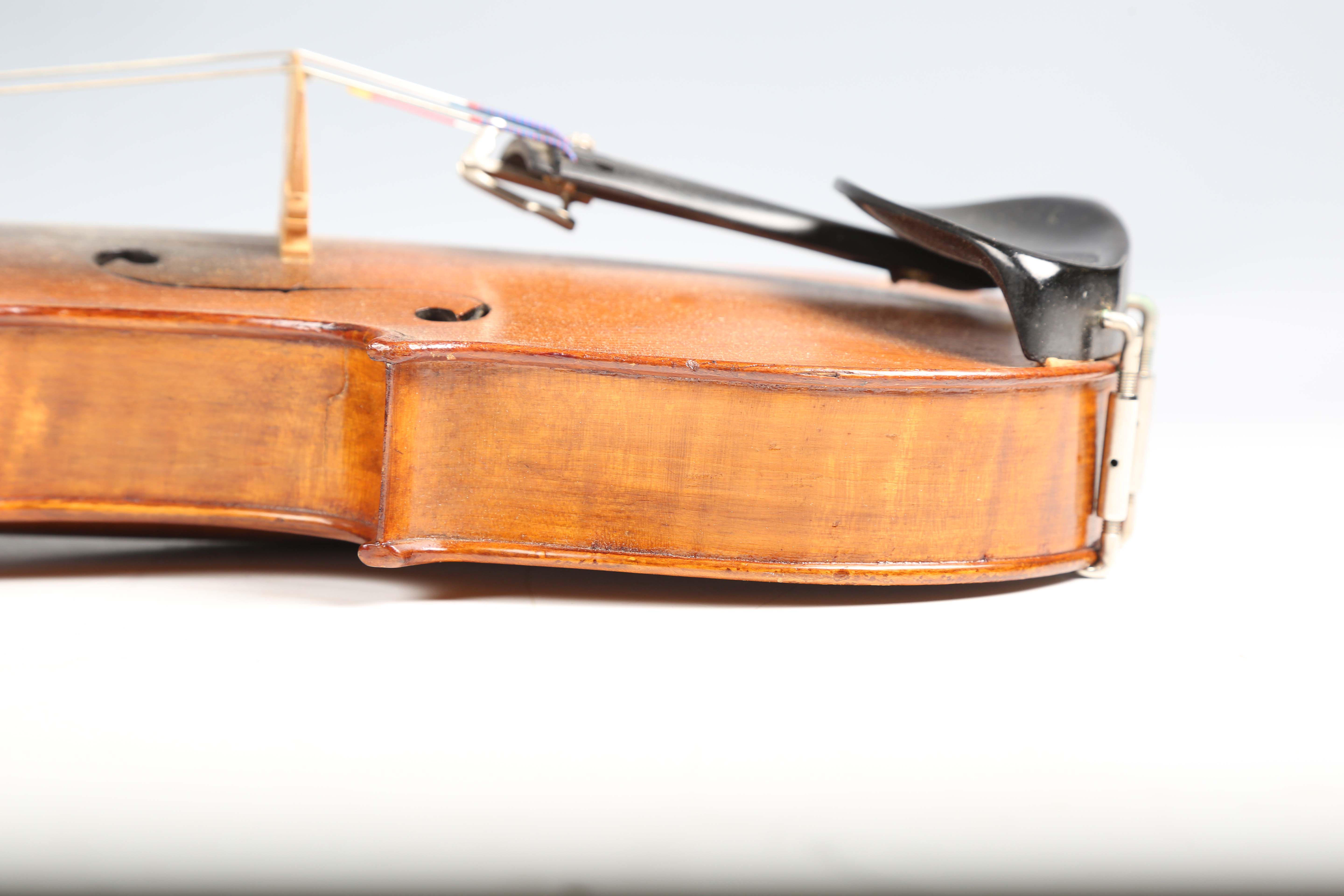 A violin with striped two-piece back, length of back excluding button 36cm, cased with a bow.Buyer’s - Image 17 of 25