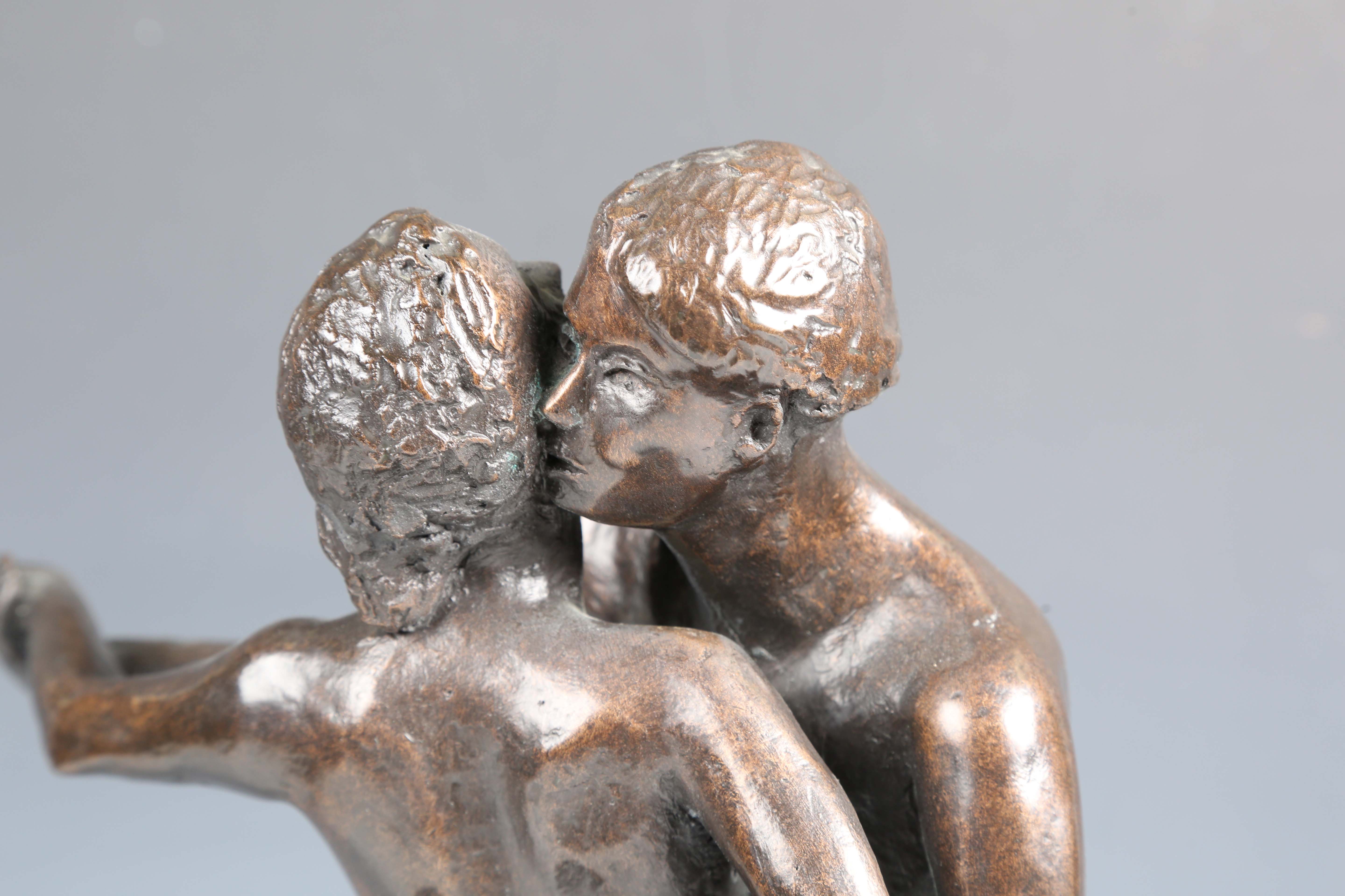 A 20th century brown patinated cast bronze figural group of a dancing couple, indistinctly signed, - Image 5 of 18