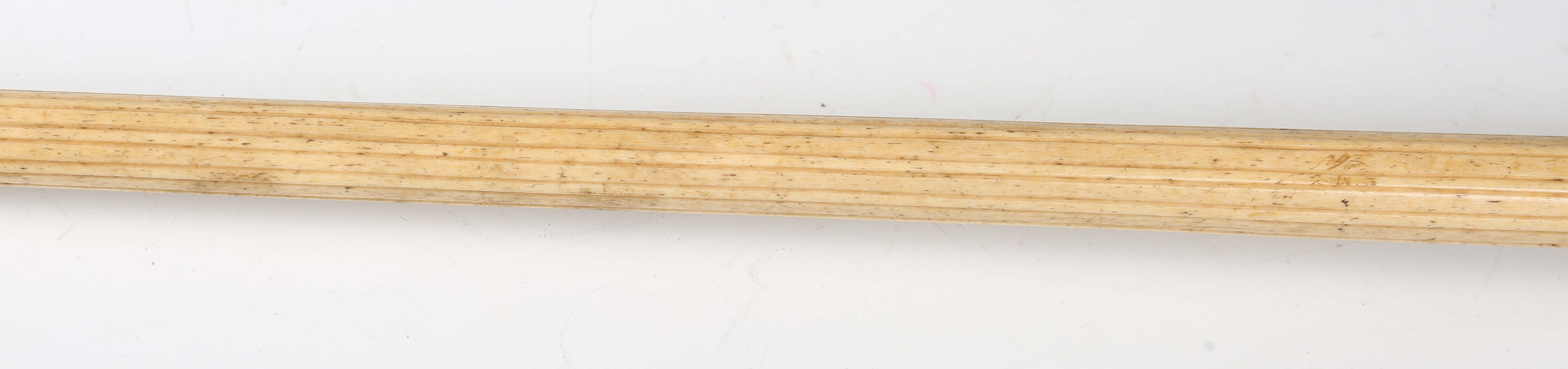 A late 18th/early 19th century carved scrimshaw walking cane, the marine ivory pommel above a carved - Image 7 of 12