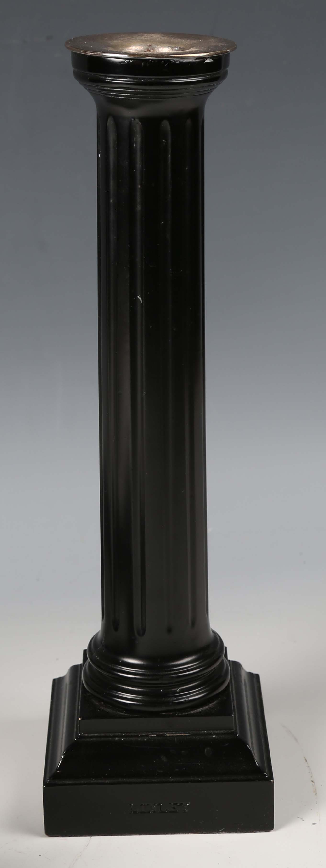 A pair of David Linley ebonized candlesticks with plated brass sconces and fluted columns, - Image 4 of 13