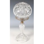 An Edwardian cut glass and plate mounted table lamp, height 39cm.Buyer’s Premium 29.4% (including