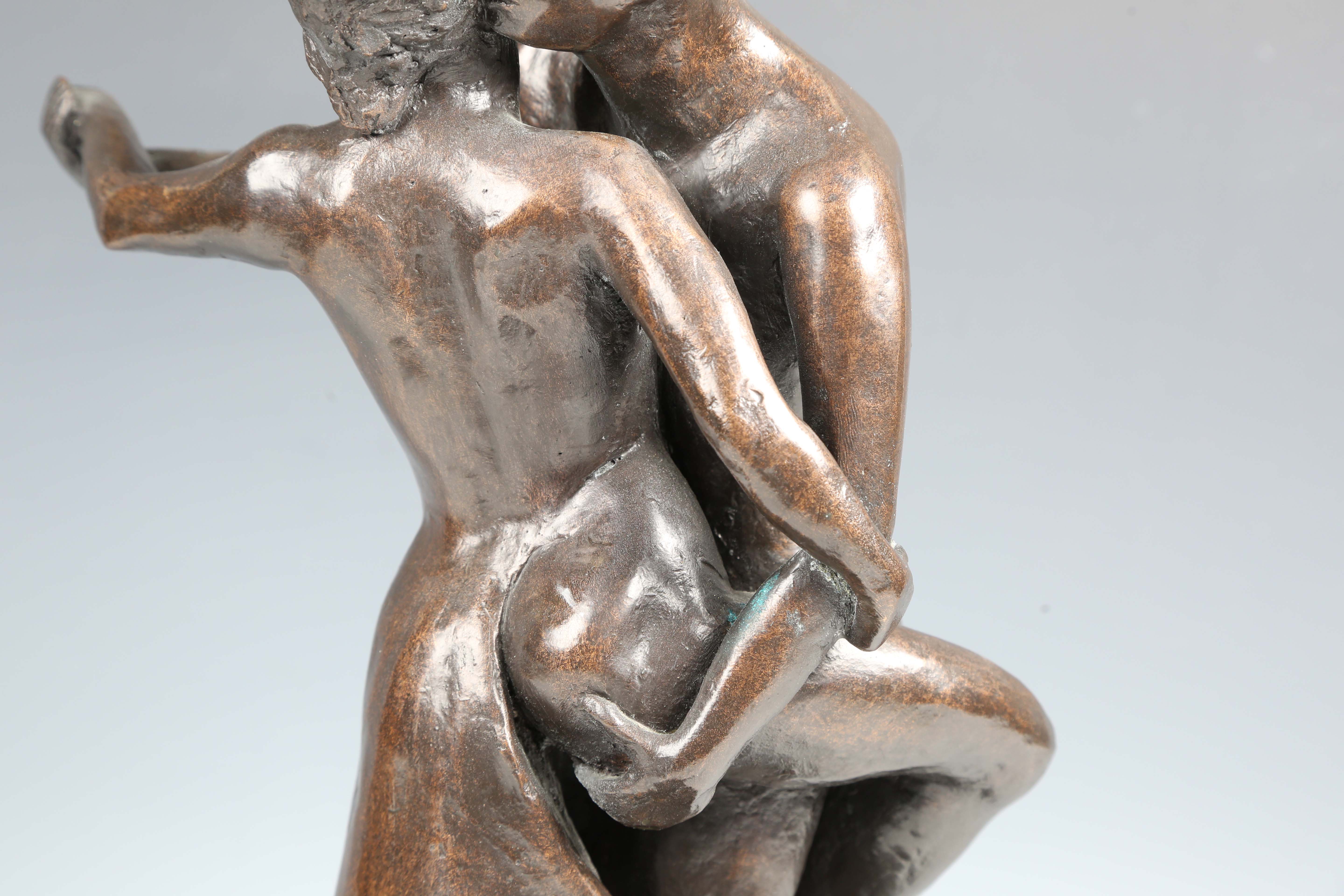 A 20th century brown patinated cast bronze figural group of a dancing couple, indistinctly signed, - Image 4 of 18