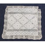 A selection of late 18th and 19th century lacework, including a rectangular table cover, 205cm x