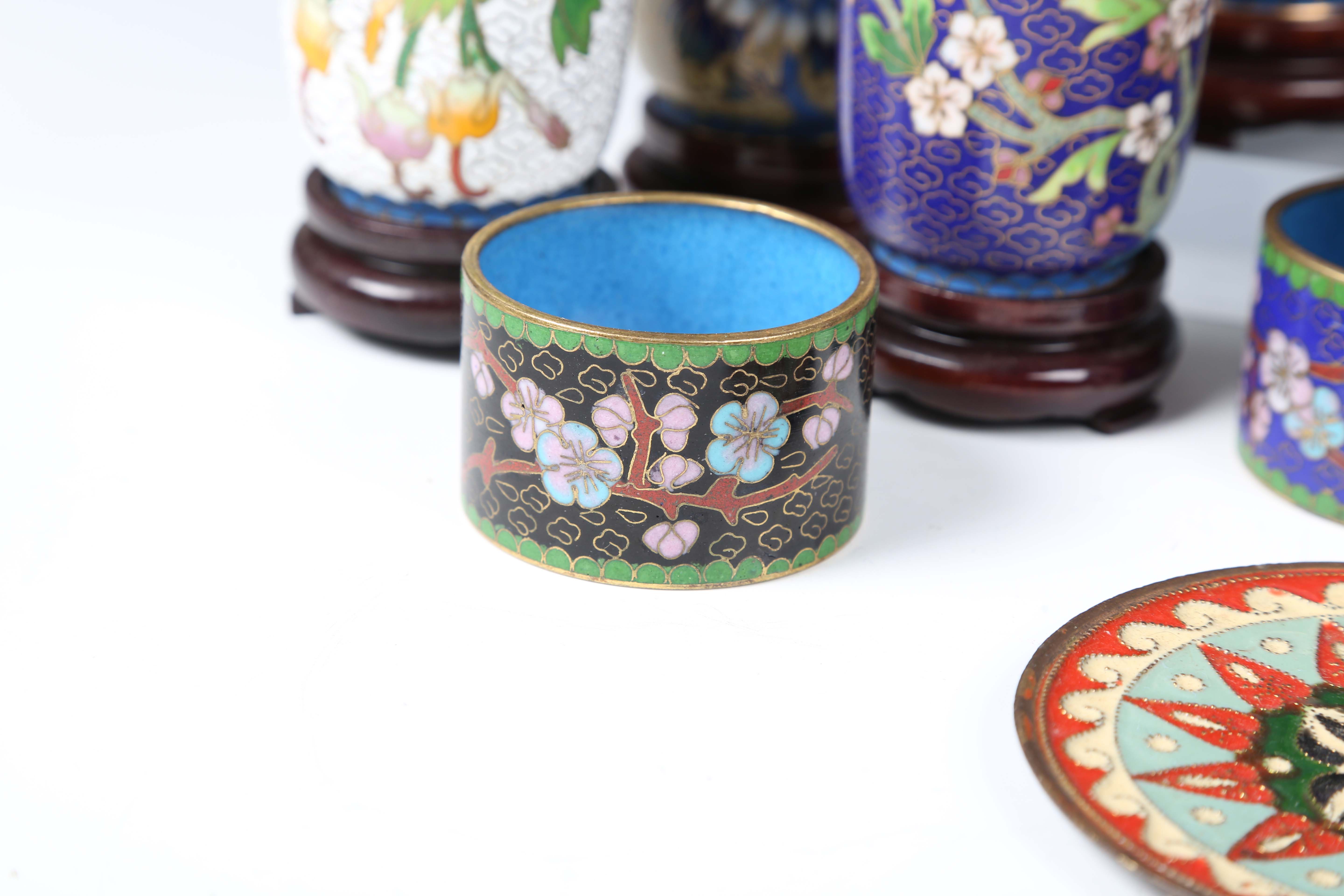 A group of 20th century Chinese cloisonné items, including a candlestick, height 16cm.Buyer’s - Image 2 of 10