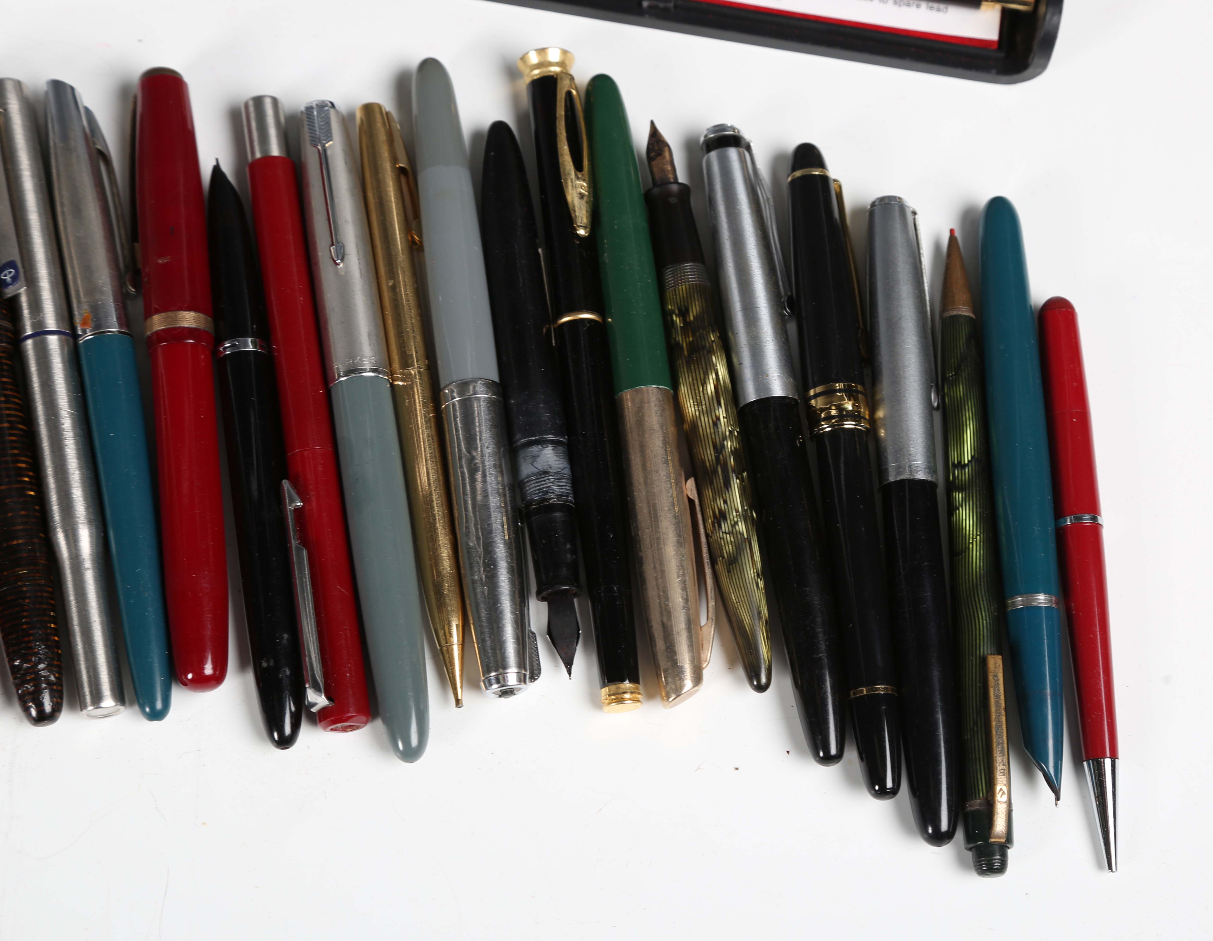 A collection of various fountain pens, ballpoints and pencils, including a Parker Duofold with - Image 2 of 7