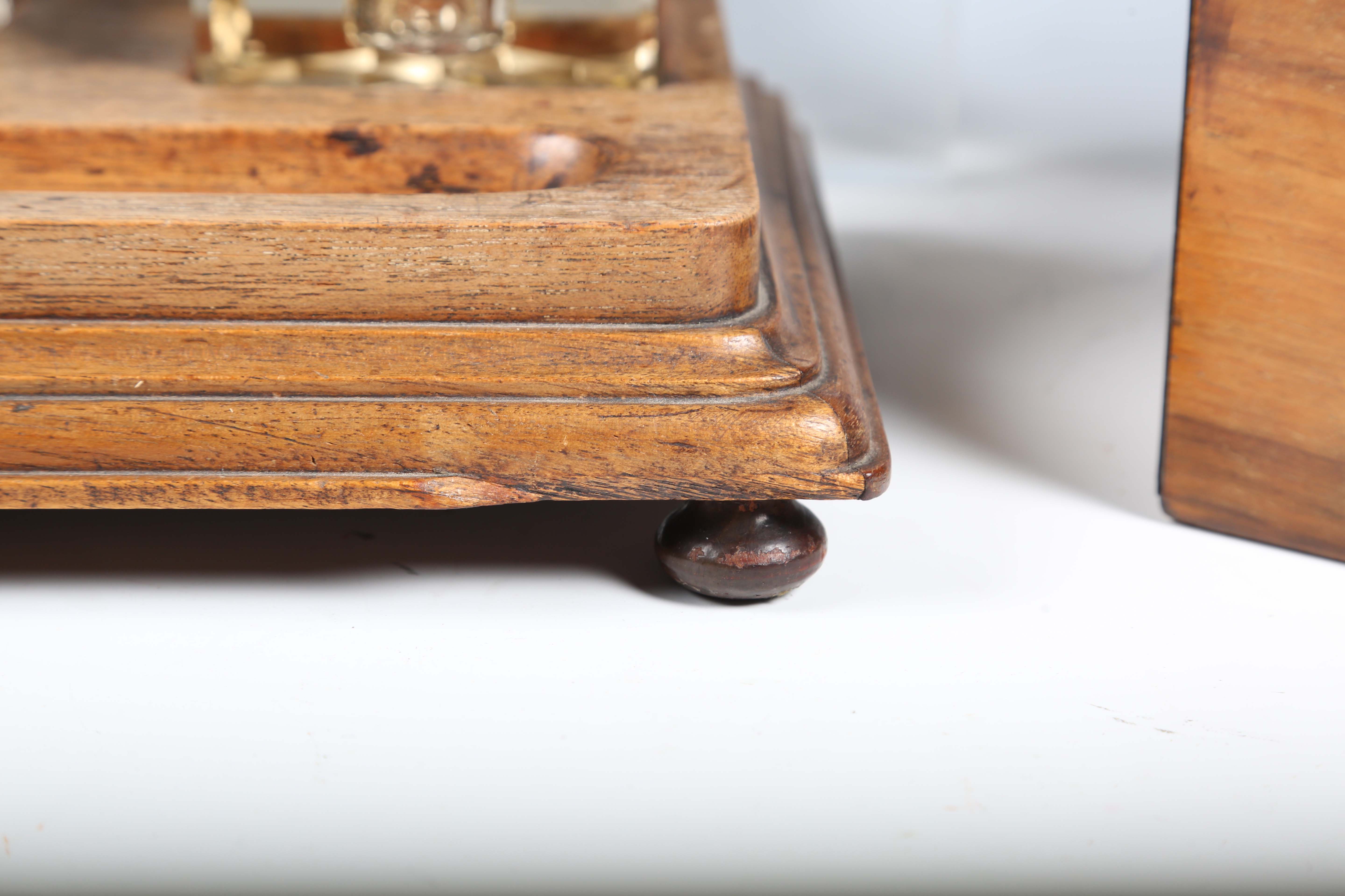 A late Victorian walnut desk stand, fitted with three glass inkwells, weight 38cm, together with two - Image 12 of 17