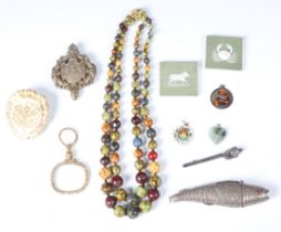 A group of various collectors' items and costume jewellery, including a 19th century gilt metal