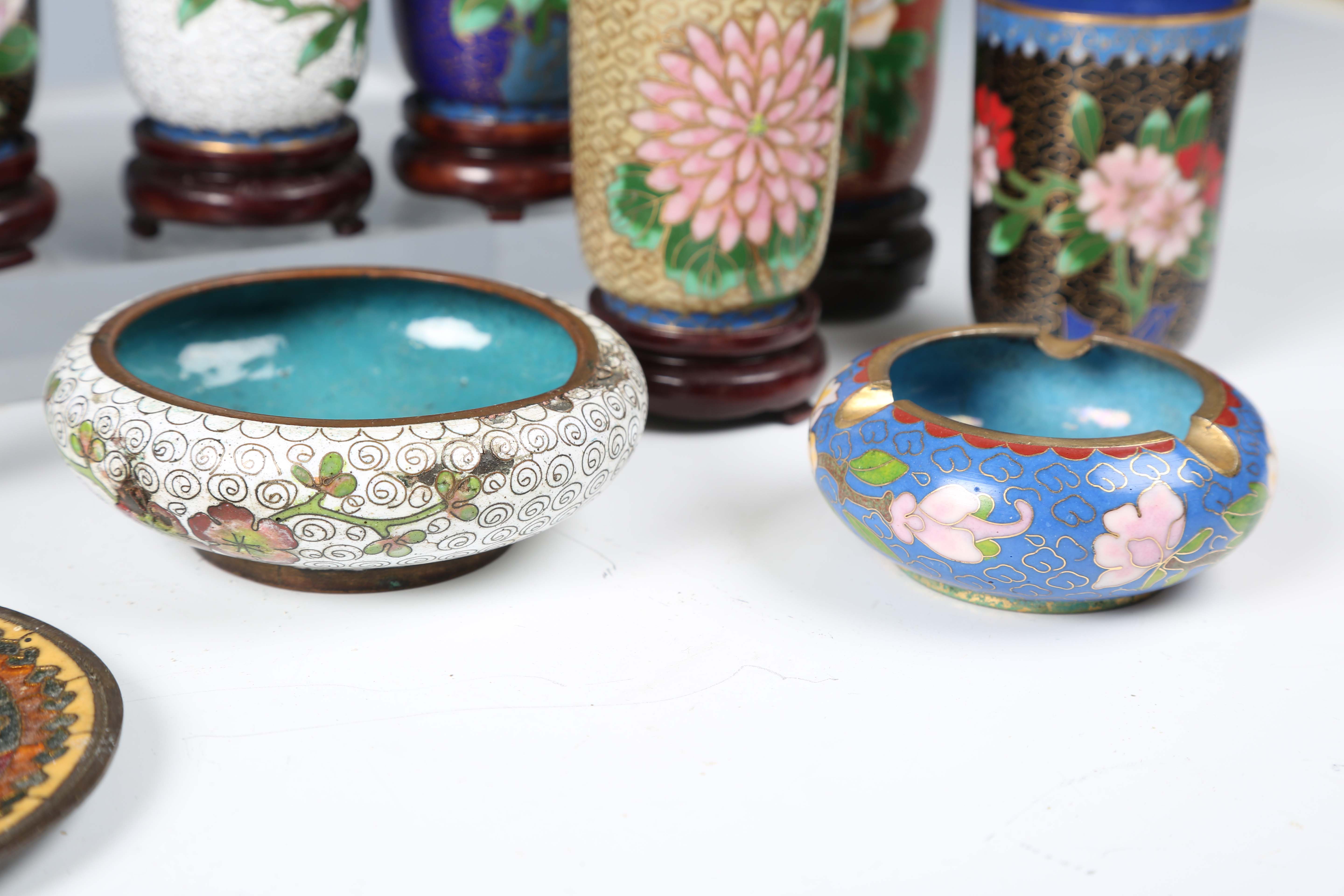 A group of 20th century Chinese cloisonné items, including a candlestick, height 16cm.Buyer’s - Image 5 of 10