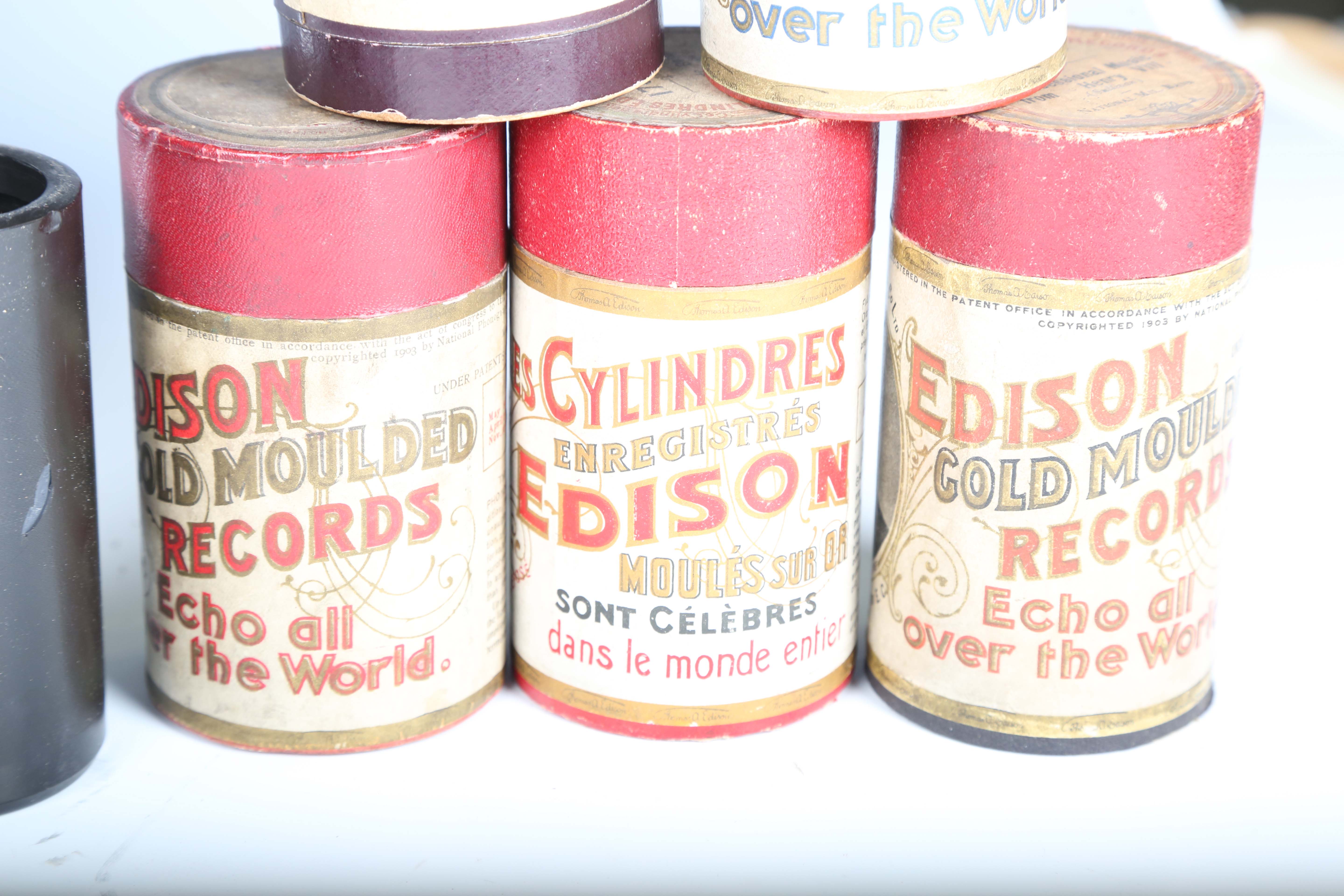 An Edison Gem phonograph, within an oak case with aluminium horn, and a small collection of - Image 6 of 18