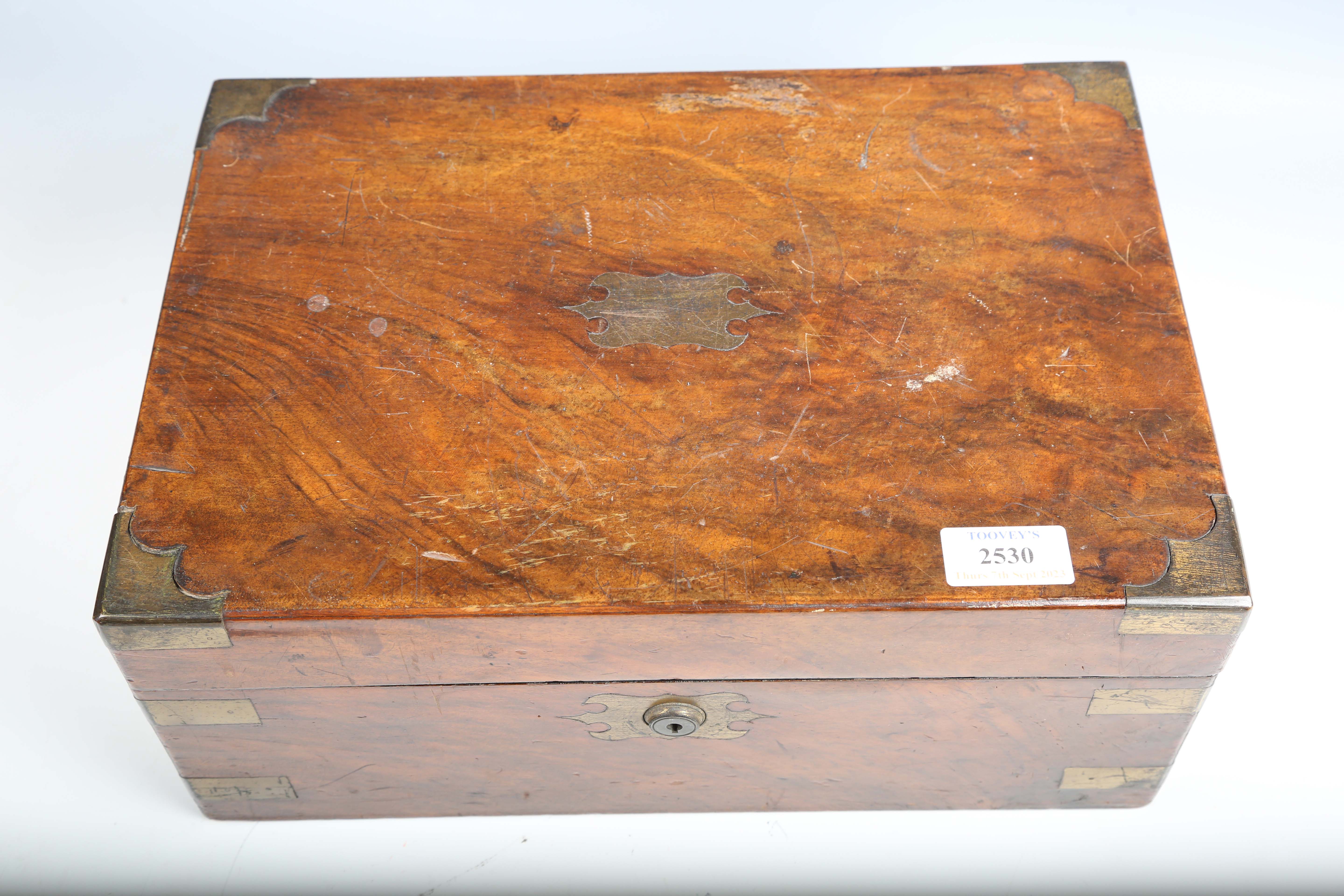 A Victorian walnut writing slope with brass mounts, width 35cm.Buyer’s Premium 29.4% (including - Image 12 of 12