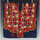 A mixed group of textiles, including two Indian Kutch mirrorwork panels, two gilt and silk