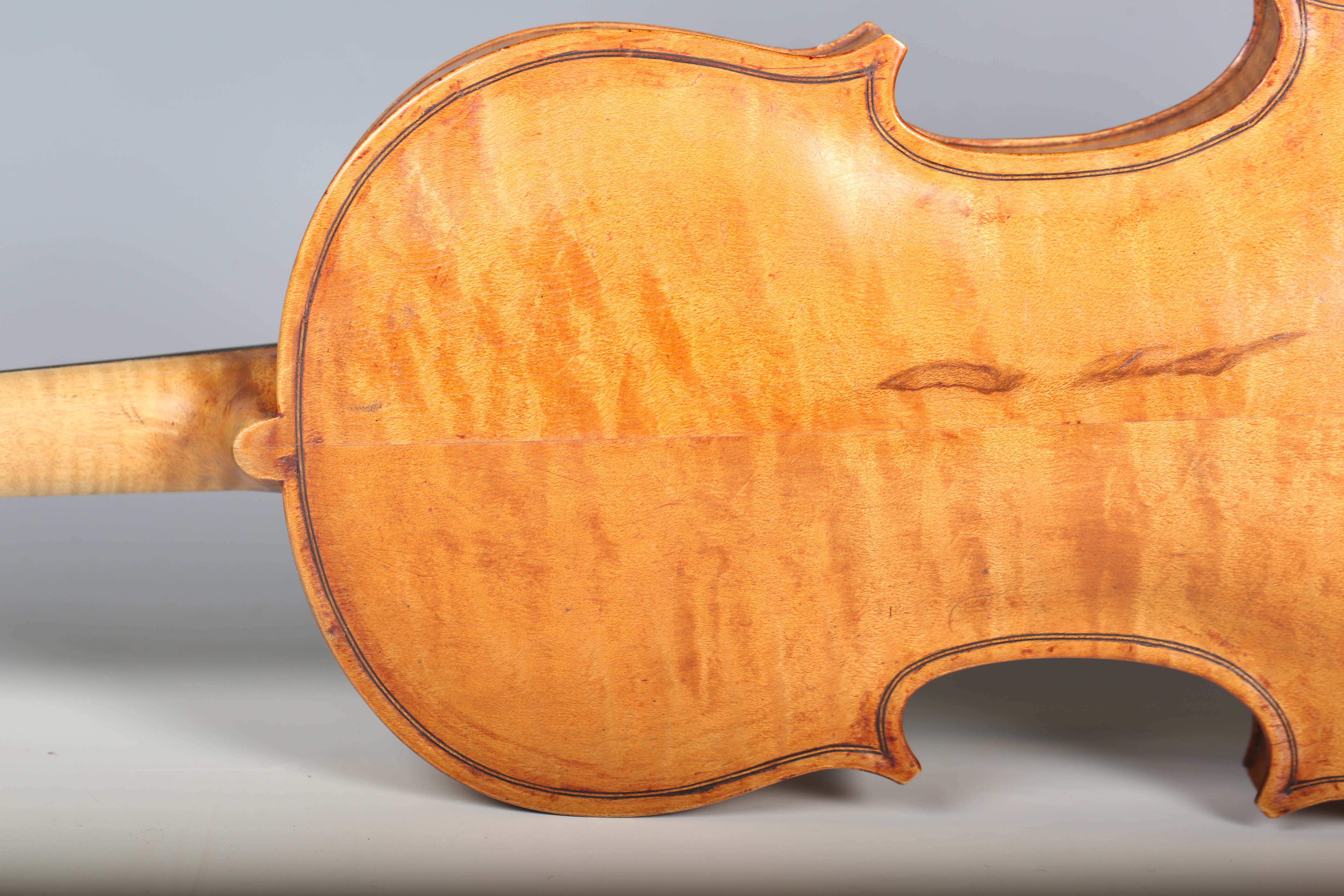 A violin with two-piece back, bearing interior label indistinctly inscribed 'G.A. How 1914', - Image 10 of 53