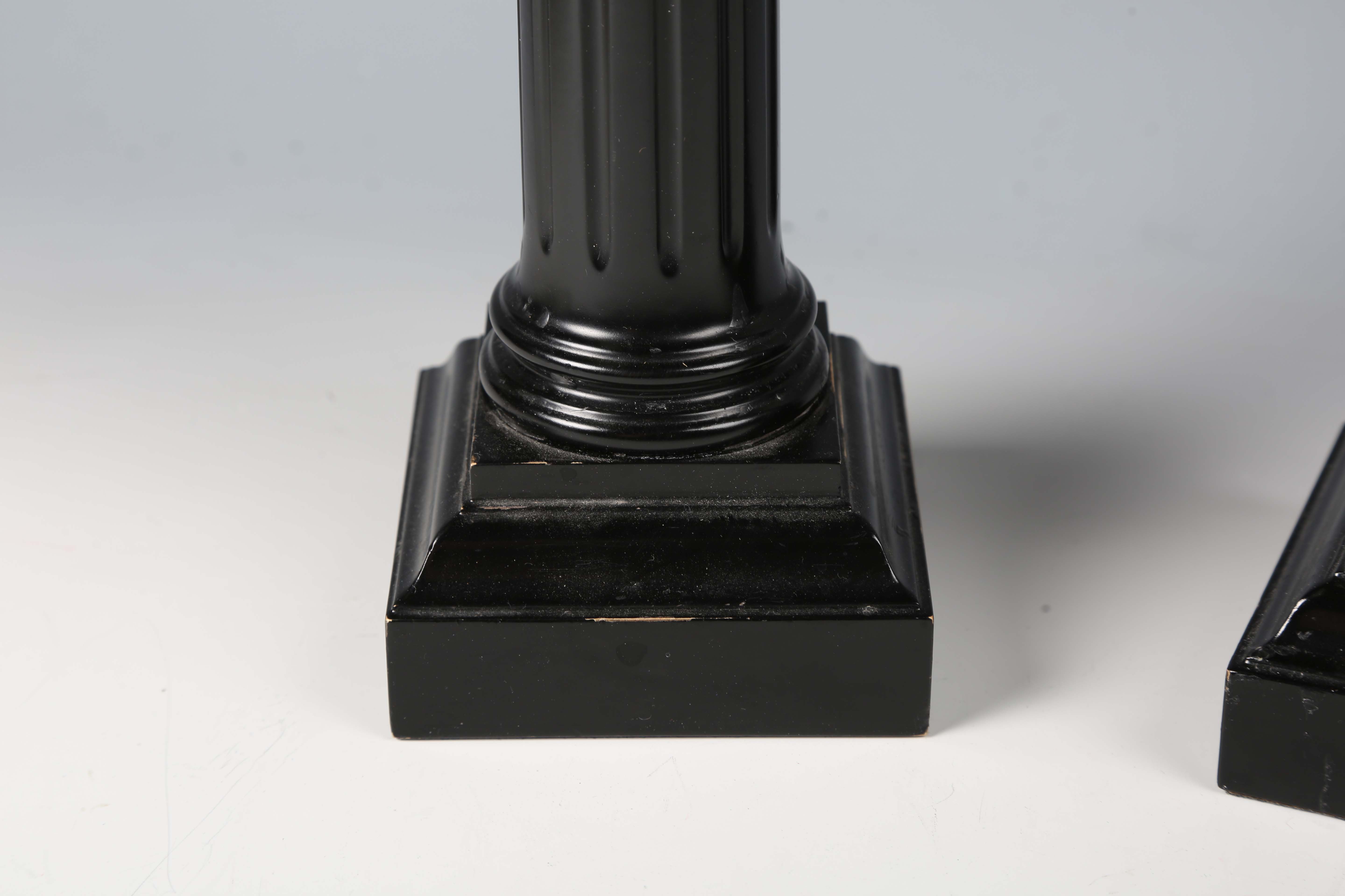 A pair of David Linley ebonized candlesticks with plated brass sconces and fluted columns, - Image 11 of 13