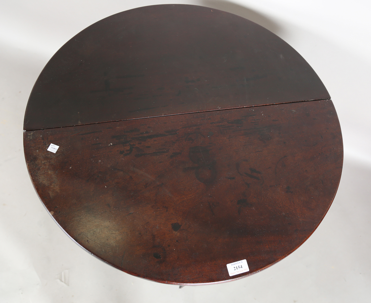 A George III mahogany demi-lune drop-flap table with hinged lid, on straight tapering legs and pad - Image 12 of 12