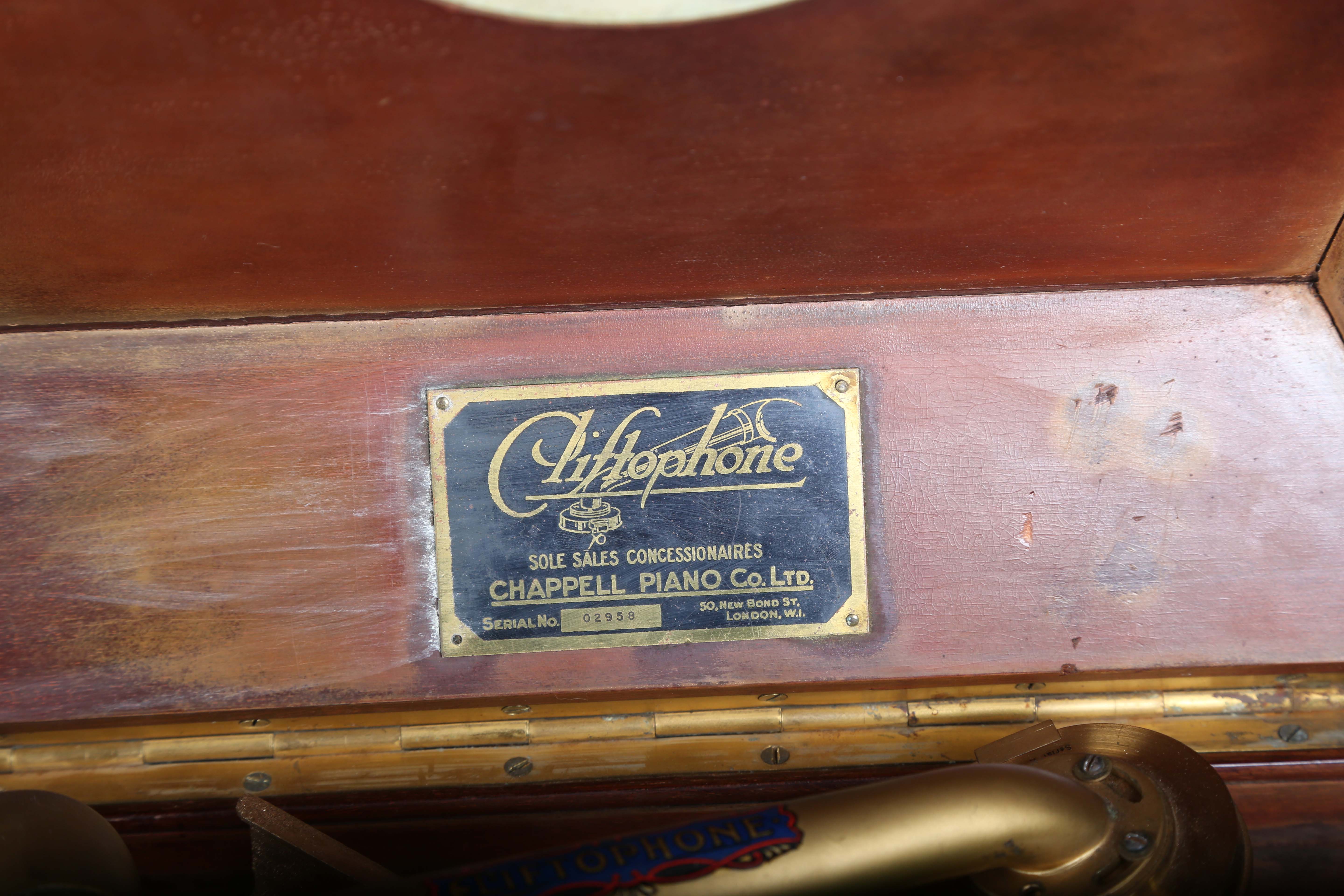 An early 20th century mahogany cased 'Cliftophone' gramophone with gilt finished fittings, width - Image 14 of 15