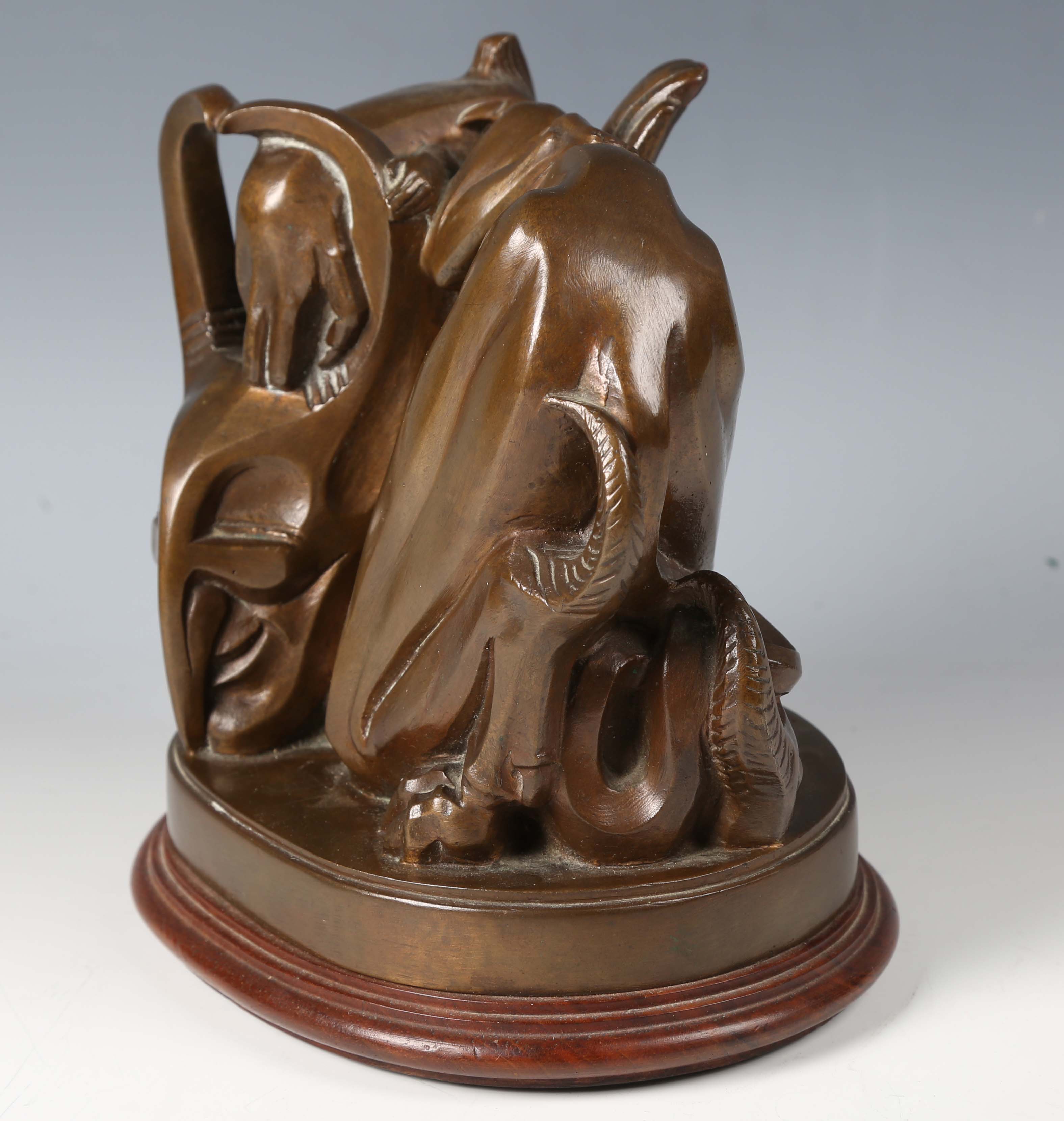 A mid-20th century brown patinated cast bronze contorted figure group depicting the Devil enveloping - Image 8 of 8