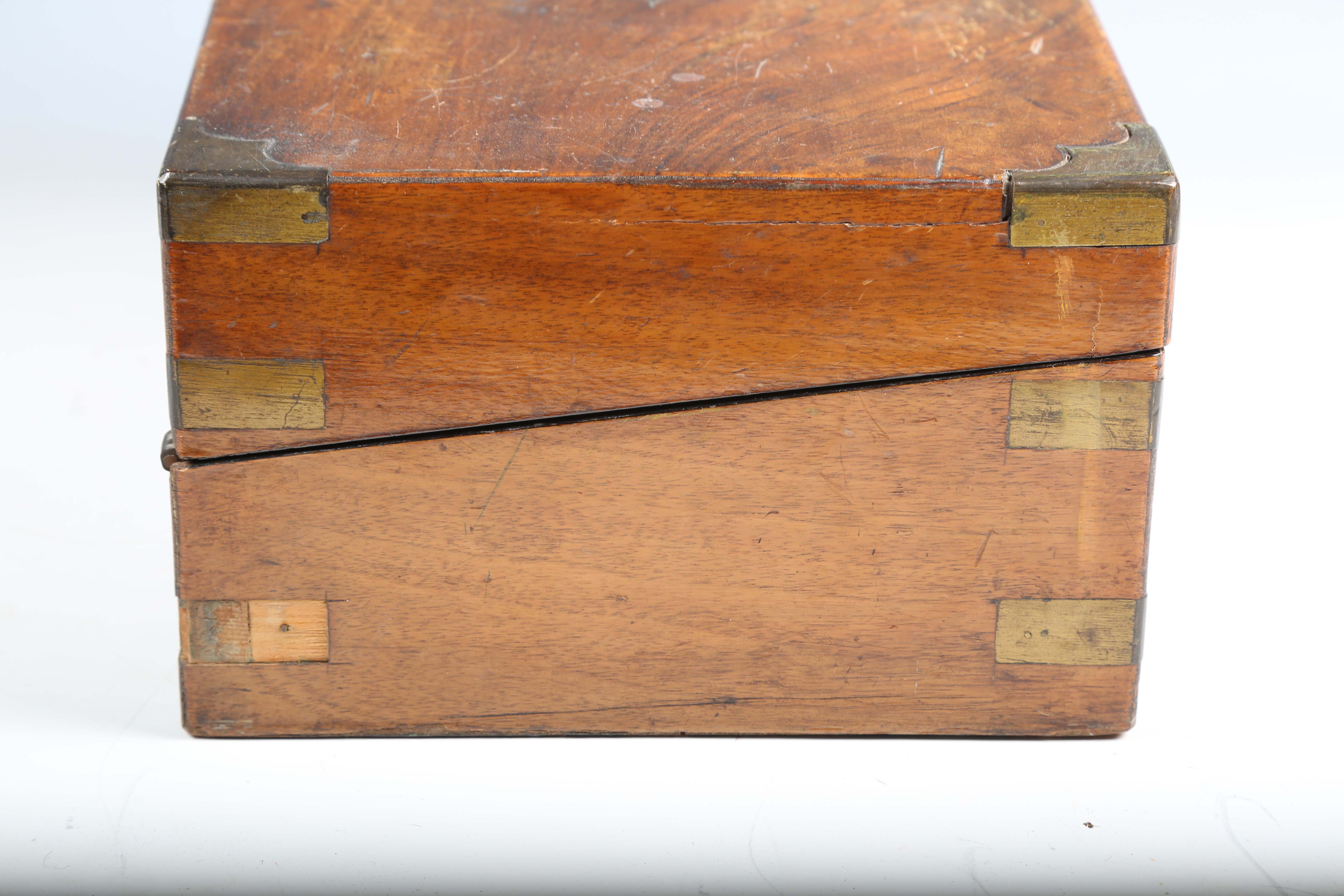 A Victorian walnut writing slope with brass mounts, width 35cm.Buyer’s Premium 29.4% (including - Image 4 of 12