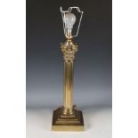 A brass Corinthian column table lamp base, height 63cm.Buyer’s Premium 29.4% (including VAT @ 20%)
