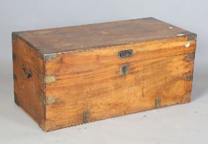 A 19th century camphor and brass bound trunk, the interior fitted with a removable tray, height