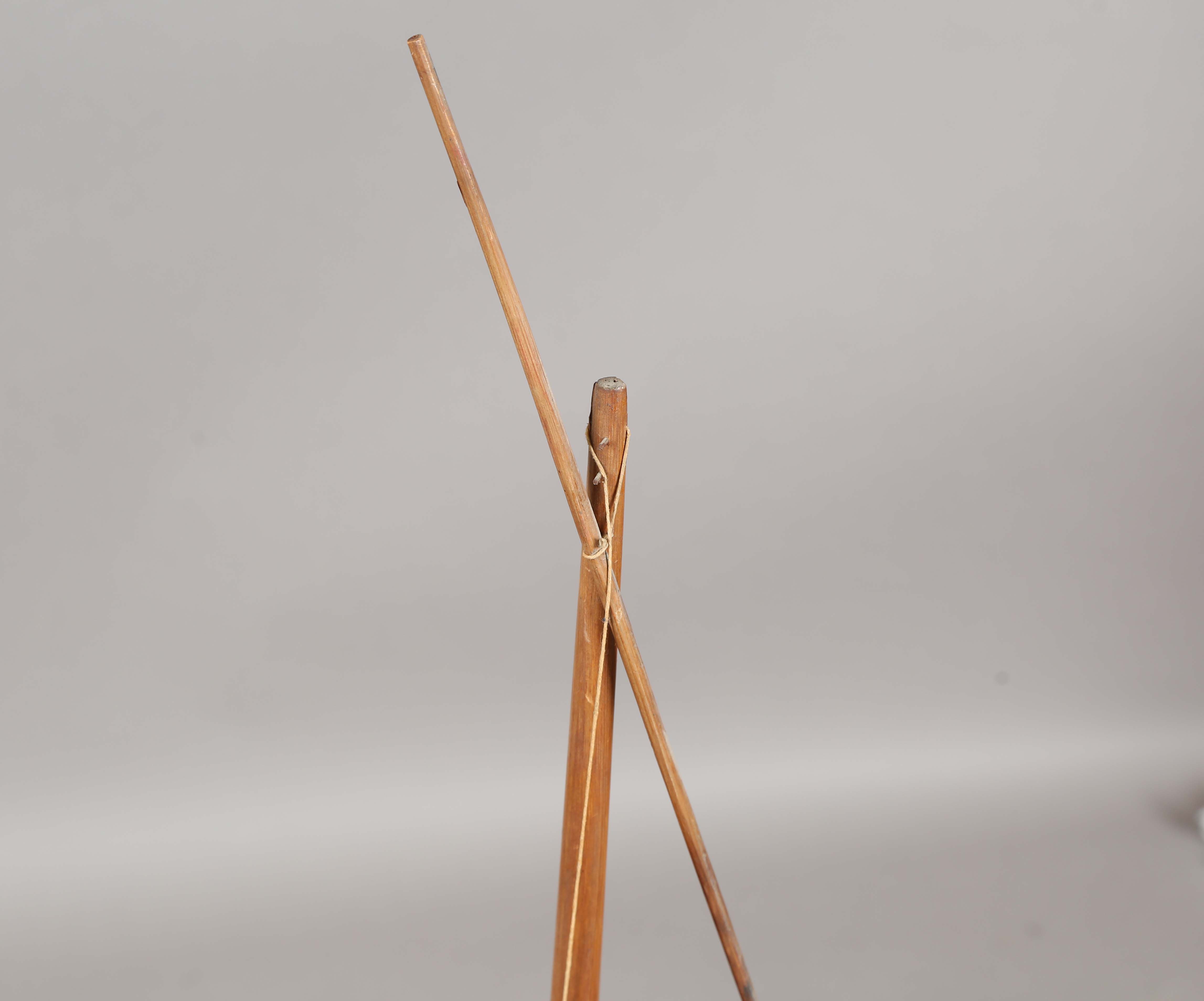 An early 20th century scratch-built softwood model of a boat, detailed with two brass cannons and - Image 13 of 13