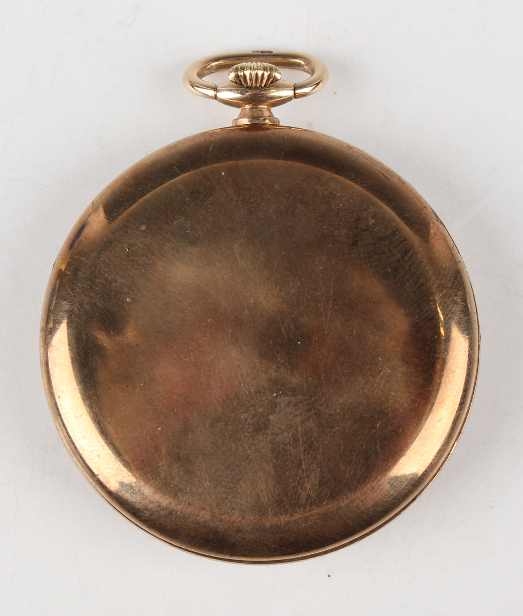 A Garrard 9ct gold keyless wind open-faced gentleman's pocket watch with unsigned jewelled movement, - Image 2 of 4