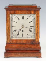 An early Victorian rosewood cased library timepiece with eight day single chain fusee movement,