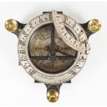 An early 20th century anodized and lacquered brass pocket compass sundial by Hamilton & Co of