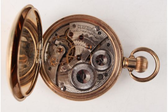 An American Waltham Watch Co gilt metal keyless wind half hunting cased gentleman's pocket watch - Image 6 of 7