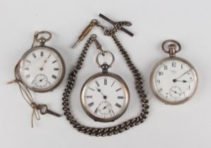 A silver cased keywind open-faced gentleman's pocket watch, the jewelled three-quarter plate lever