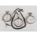 A silver cased keywind open-faced gentleman's pocket watch, the jewelled three-quarter plate lever