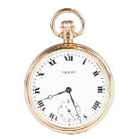 An American Waltham Watch Co 9ct gold cased keyless wind open-faced gentleman's pocket watch, the