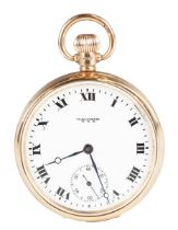 An American Waltham Watch Co 9ct gold cased keyless wind open-faced gentleman's pocket watch, the