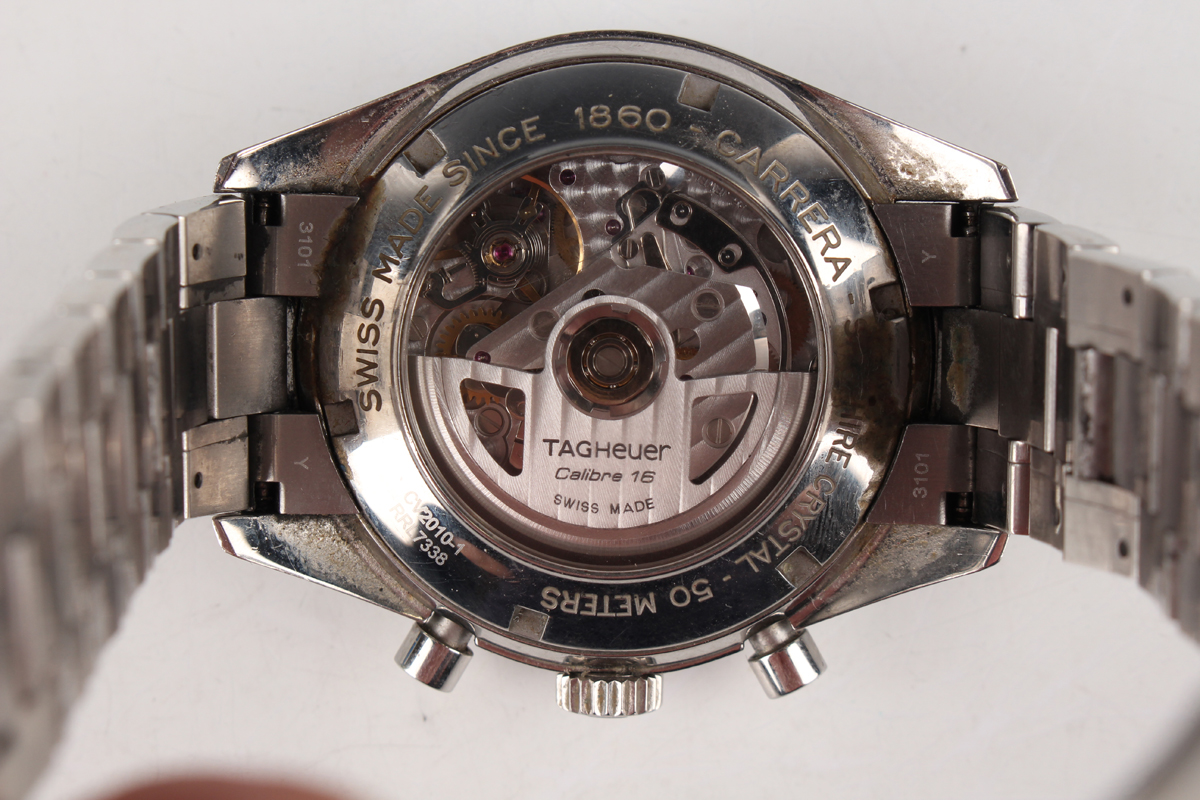 A Tag Heuer Carrera Automatic stainless steel gentleman's chronograph bracelet wristwatch, Ref. - Image 6 of 6