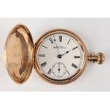 An American Waltham Watch Co 14ct gold keyless wind hunting cased gentleman's pocket watch, the