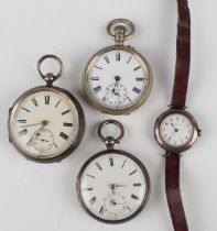 A silver cased keywind open-faced gentleman's pocket watch, the gilt fusee movement with lever