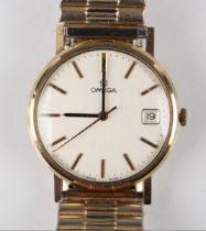 An Omega 9ct gold circular cased gentleman's wristwatch, the signed silvered dial with gilt baton