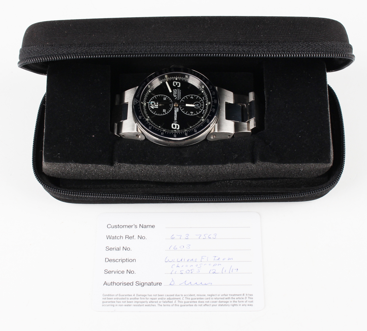 An Oris Williams F1 Team Chronograph Automatic stainless steel gentleman's bracelet wristwatch, Ref. - Image 2 of 6