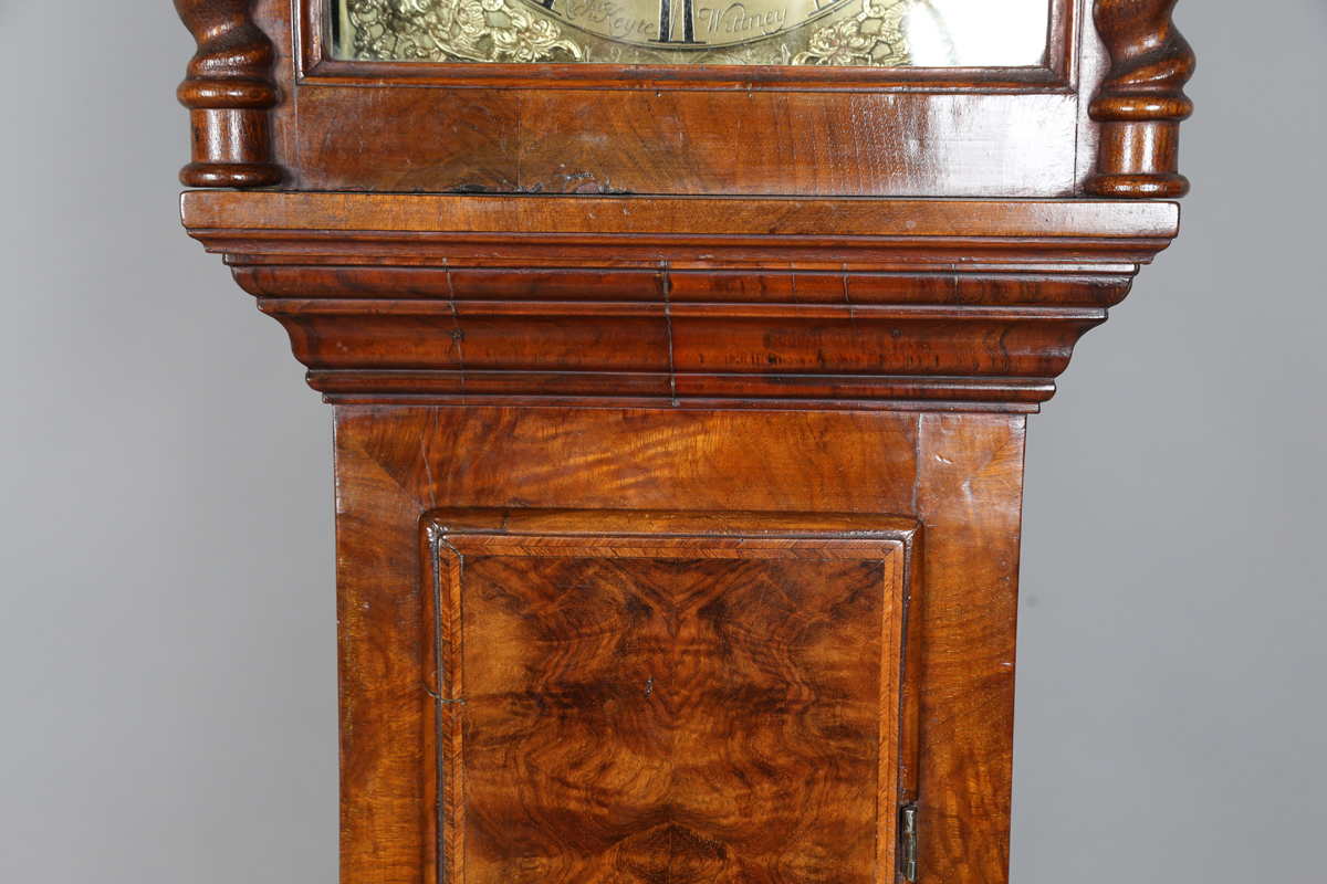 An early 18th century walnut longcase clock with eight day movement striking on a bell, the 10- - Image 7 of 10