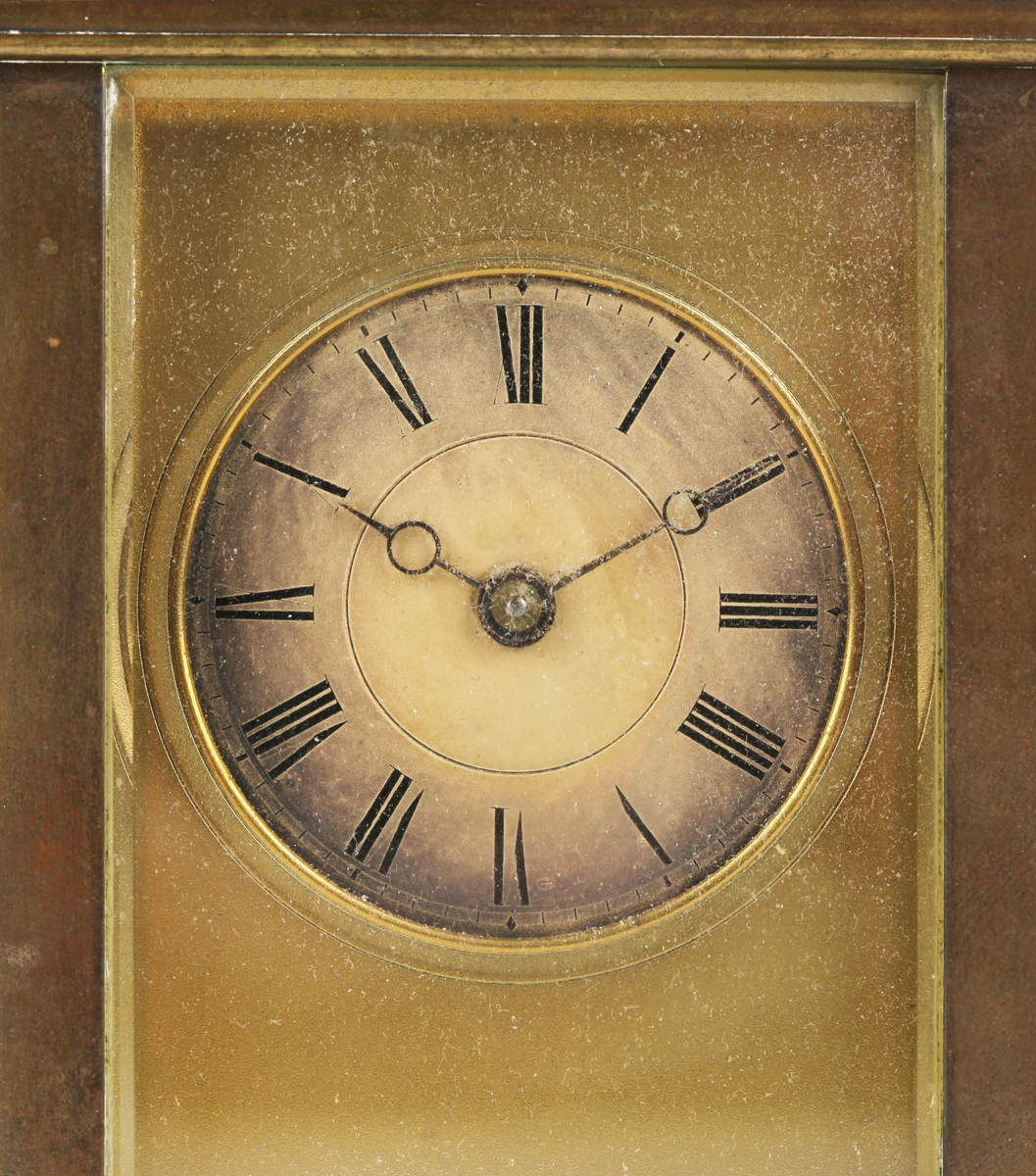 A late 19th/early 20th century brass cased carriage timepiece with eight day movement, the - Image 7 of 7