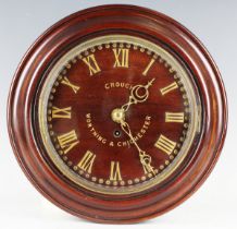 A Victorian mahogany circular cased wall timepiece with eight day single fusee movement, the 10-inch