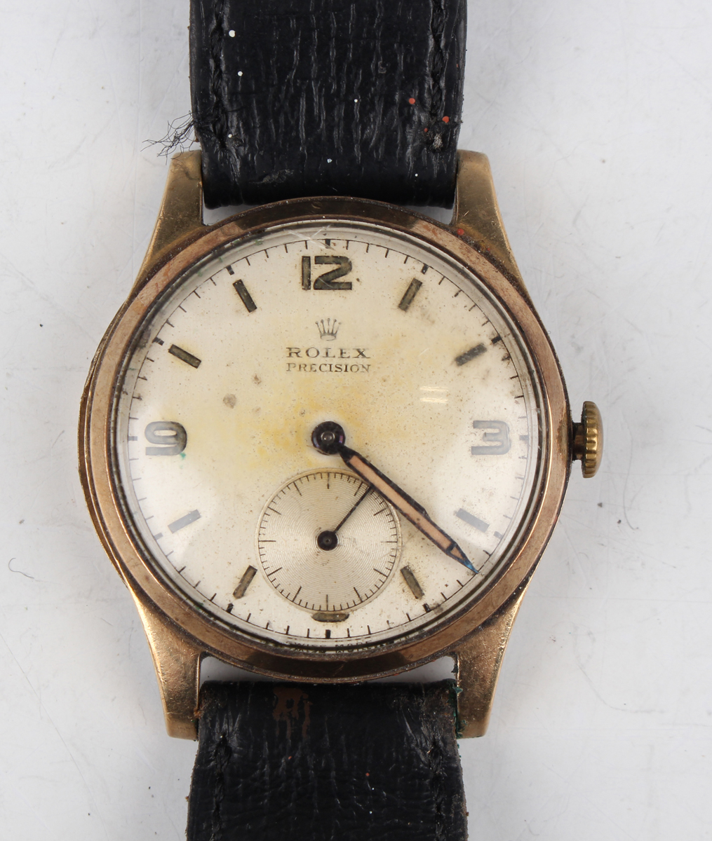 A Rolex Precision 9ct gold circular cased gentleman's wristwatch, Ref. 12325, with signed jewelled