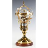 A late 20th century lacquered and silvered brass 'The Orrery Clock' by The St James House Company,