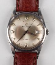 A Breitling Automatic stainless steel circular cased gentleman's wristwatch, circa 1956, with signed