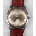 A Breitling Automatic stainless steel circular cased gentleman's wristwatch, circa 1956, with signed