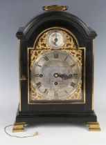 A George III ebonized bracket clock with eight day triple fusee movement striking and chiming