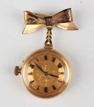 A late Victorian 18ct gold cased open-faced lady's fob watch, the jewelled movement detailed 'Gaydon