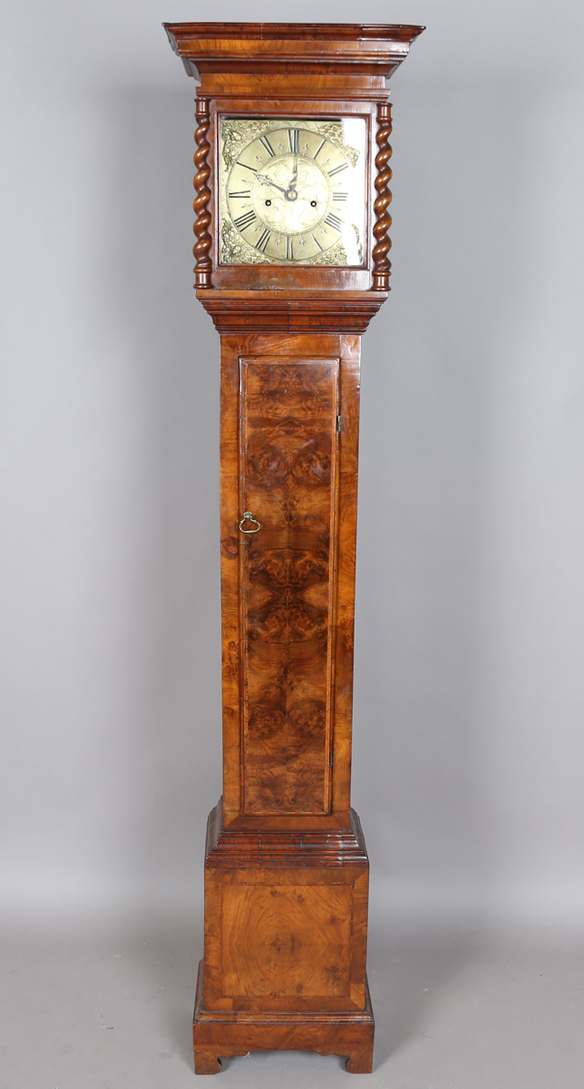An early 18th century walnut longcase clock with eight day movement striking on a bell, the 10- - Image 2 of 10