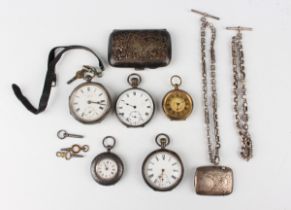 Two silver cased keyless wind open-faced gentlemen's pocket watches, import marks London 1919 and